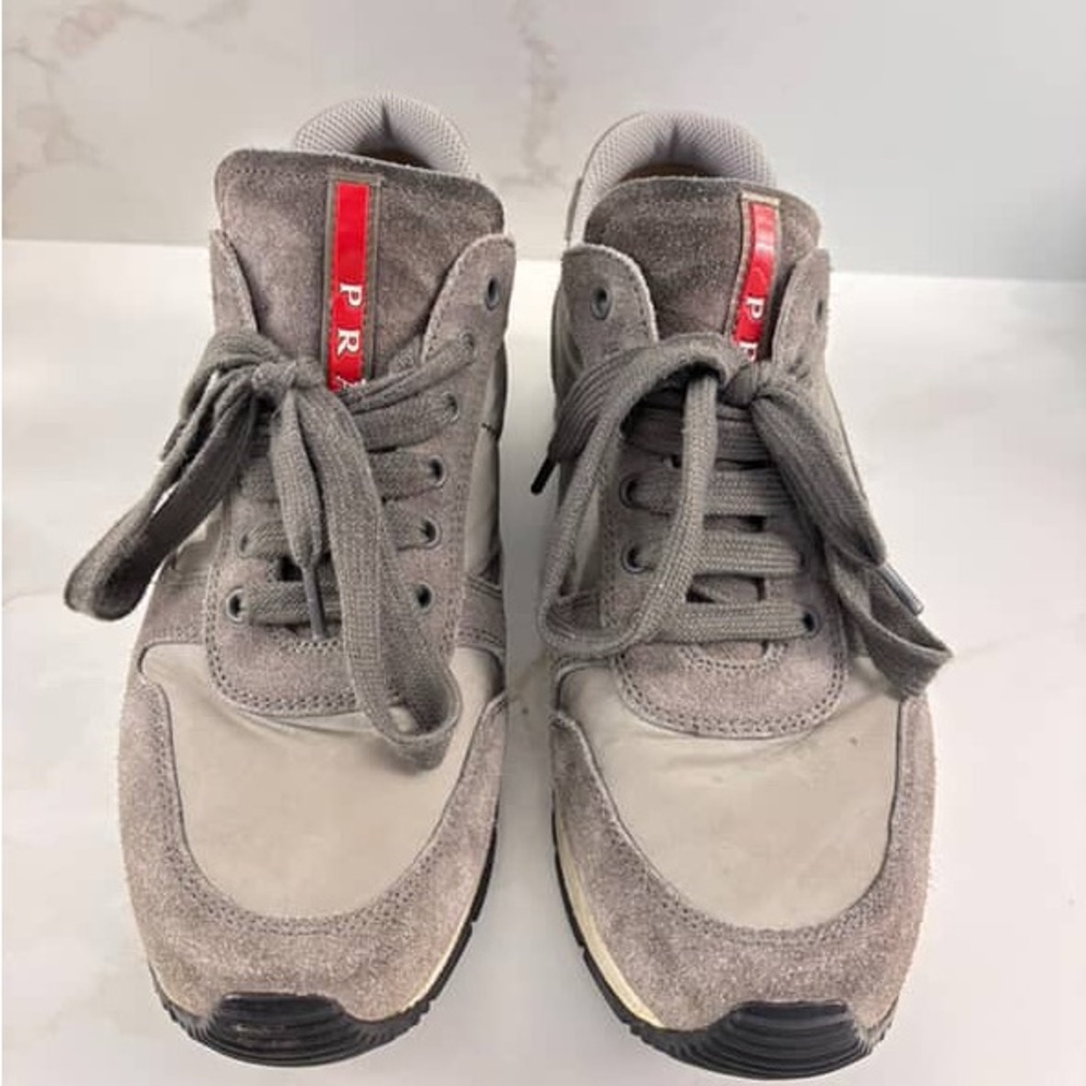 Prada Women's Gray and Red Sneakers